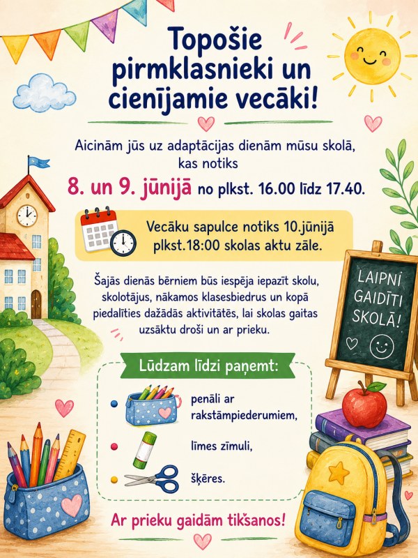 Topošo pirmklasnieku vecākiem!