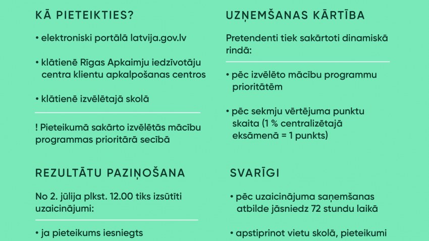 Uzņemšana 10. klasēs